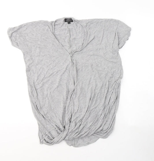 Topshop Womens Grey  Viscose Basic T-Shirt Size 8 Round Neck