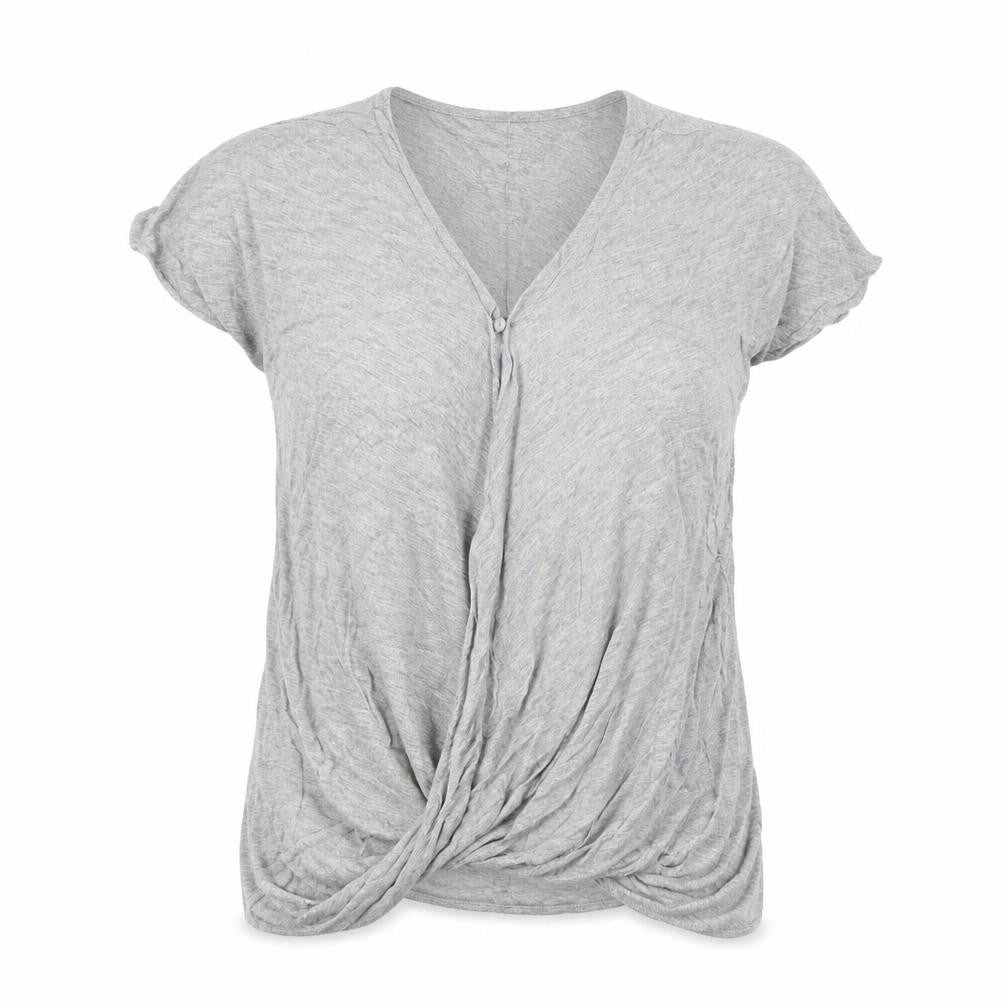 Topshop Womens Grey  Viscose Basic T-Shirt Size 8 Round Neck