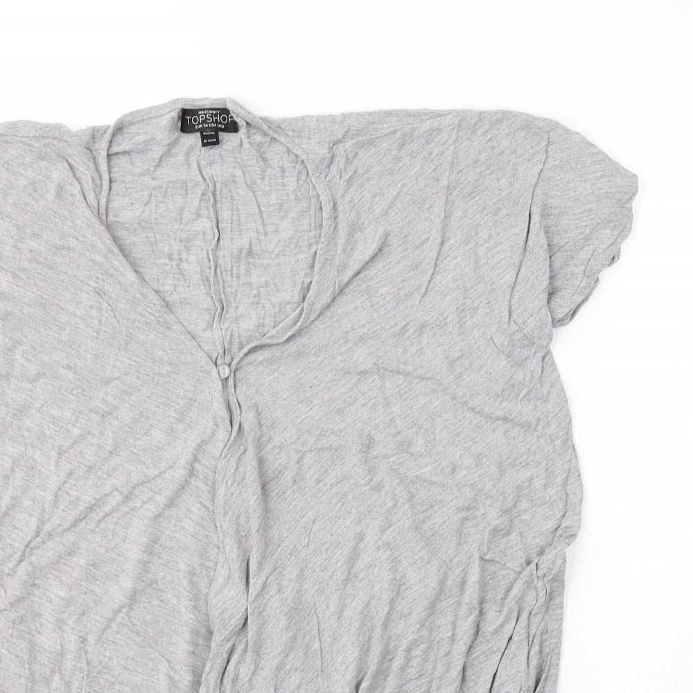 Topshop Womens Grey  Viscose Basic T-Shirt Size 8 Round Neck