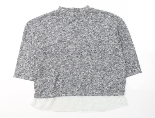 F&F Womens Grey  Viscose Basic Blouse Size 12 Round Neck