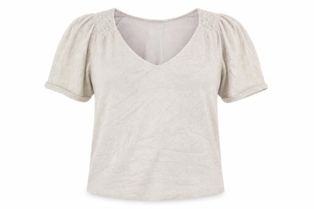 Mango Womens Grey  Polyester Basic T-Shirt Size S Round Neck