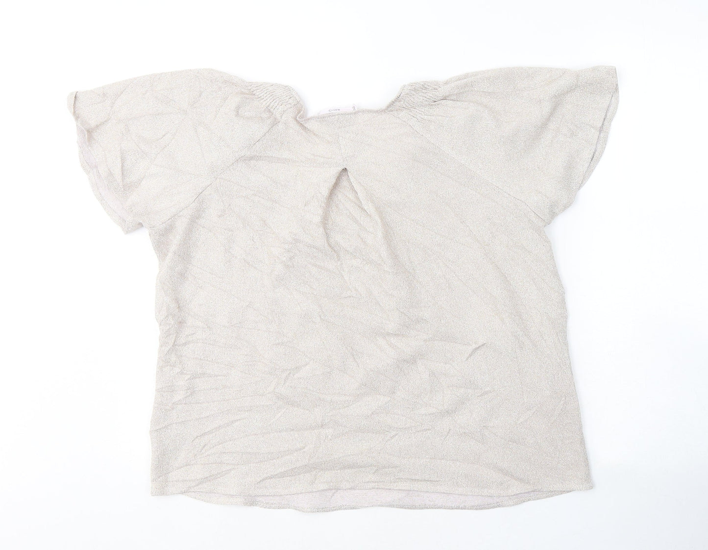Mango Womens Grey  Polyester Basic T-Shirt Size S Round Neck