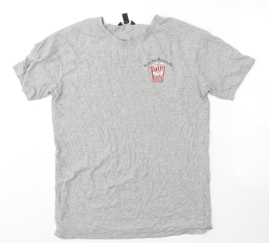 New Look Womens Grey  Cotton Basic T-Shirt Size 10 Round Neck