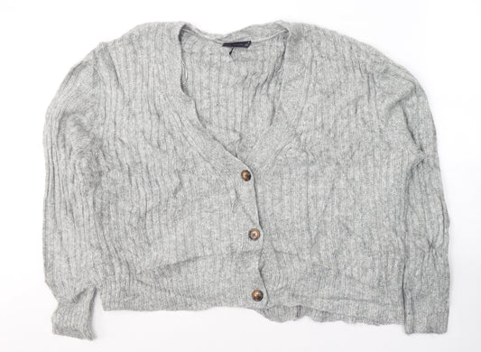 Marks and Spencer Womens Grey V-Neck  Acrylic Cardigan Jumper Size XL