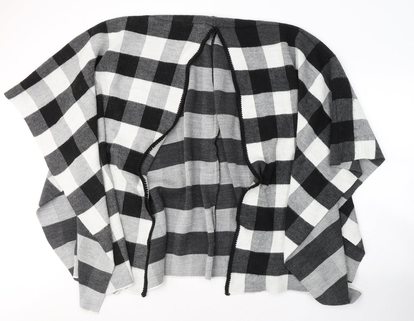 New Look Womens Grey V-Neck Check Acrylic Cardigan Jumper One Size