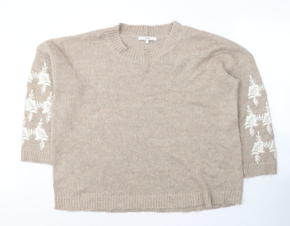 Preloved NEXT Womens Beige Round Neck  Acrylic Pullover Jumper Size 10 - Front