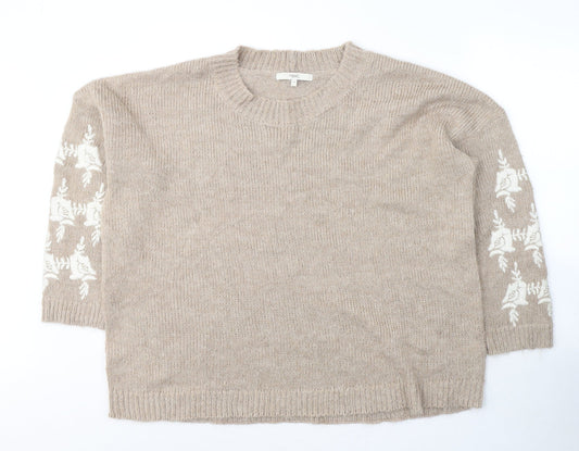 NEXT Womens Beige Round Neck  Acrylic Pullover Jumper Size 10