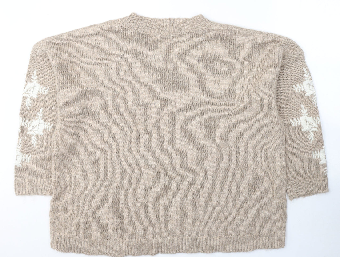 NEXT Womens Beige Round Neck  Acrylic Pullover Jumper Size 10