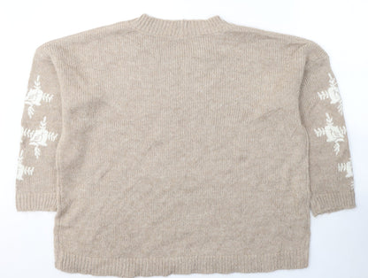 Preloved NEXT Womens Beige Round Neck  Acrylic Pullover Jumper Size 10 - Back