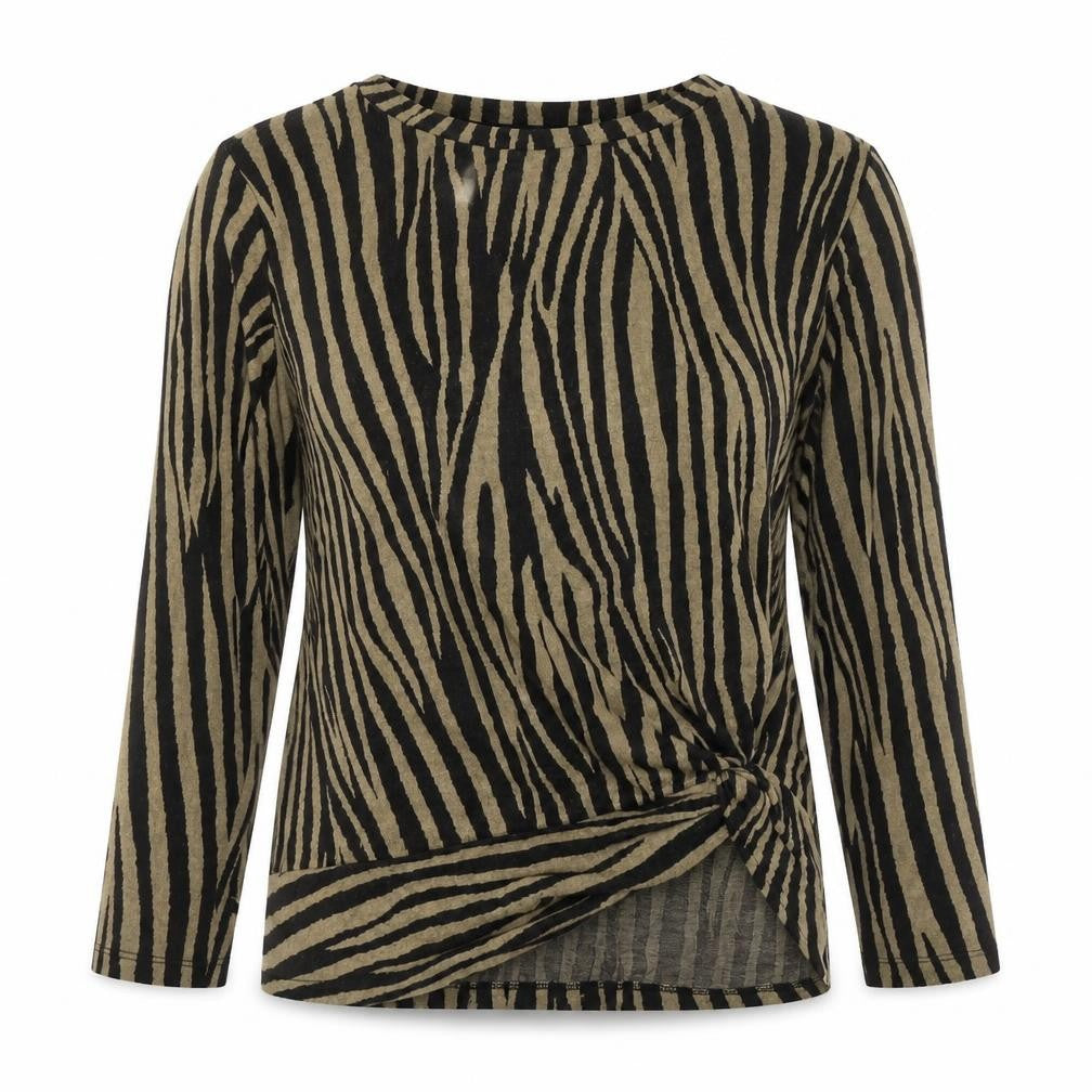 F&F Womens Black Round Neck Animal Print Polyester Pullover Jumper Size 16