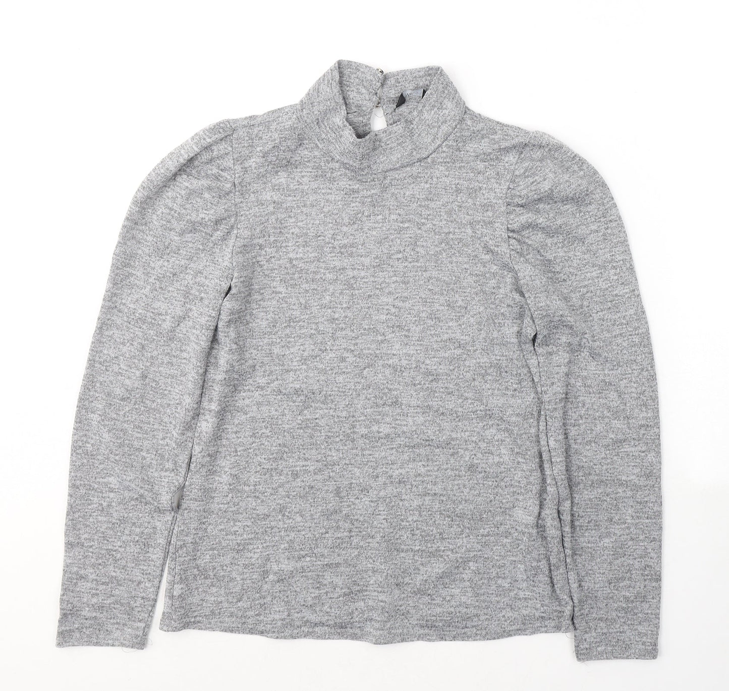M&Co Womens Grey  Polyester Jersey T-Shirt Size 10 Round Neck