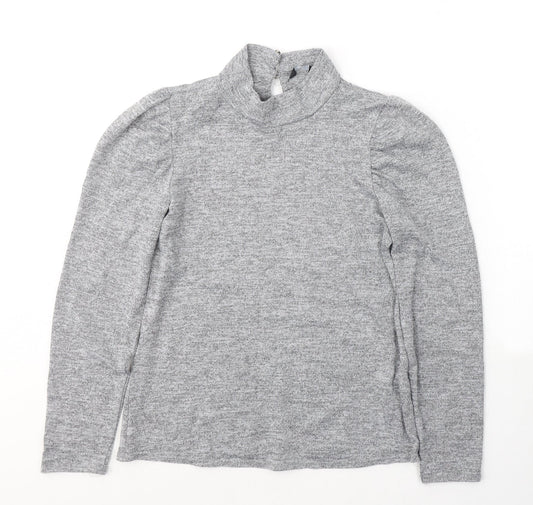 M&Co Womens Grey  Polyester Jersey T-Shirt Size 10 Round Neck