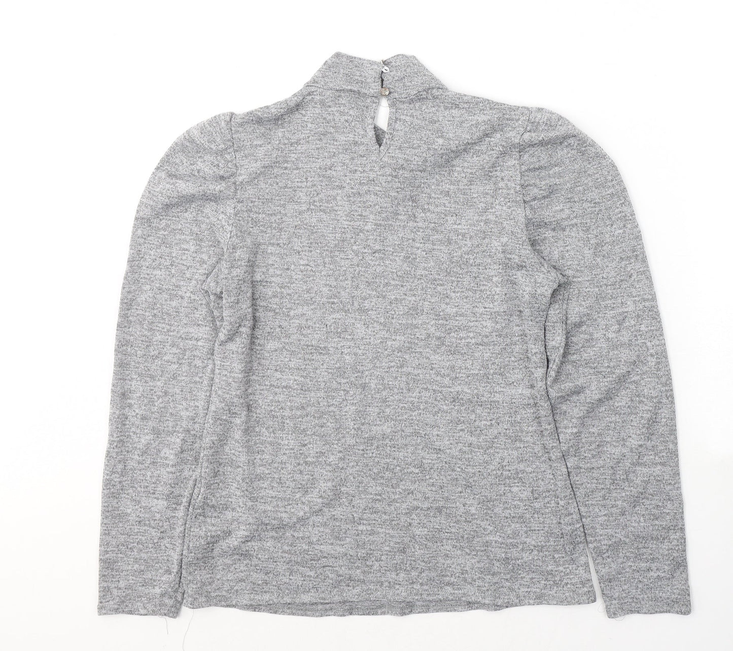 M&Co Womens Grey  Polyester Jersey T-Shirt Size 10 Round Neck