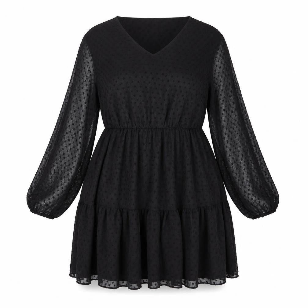 SheIn Womens Black  Polyester Fit & Flare  Size XL  V-Neck