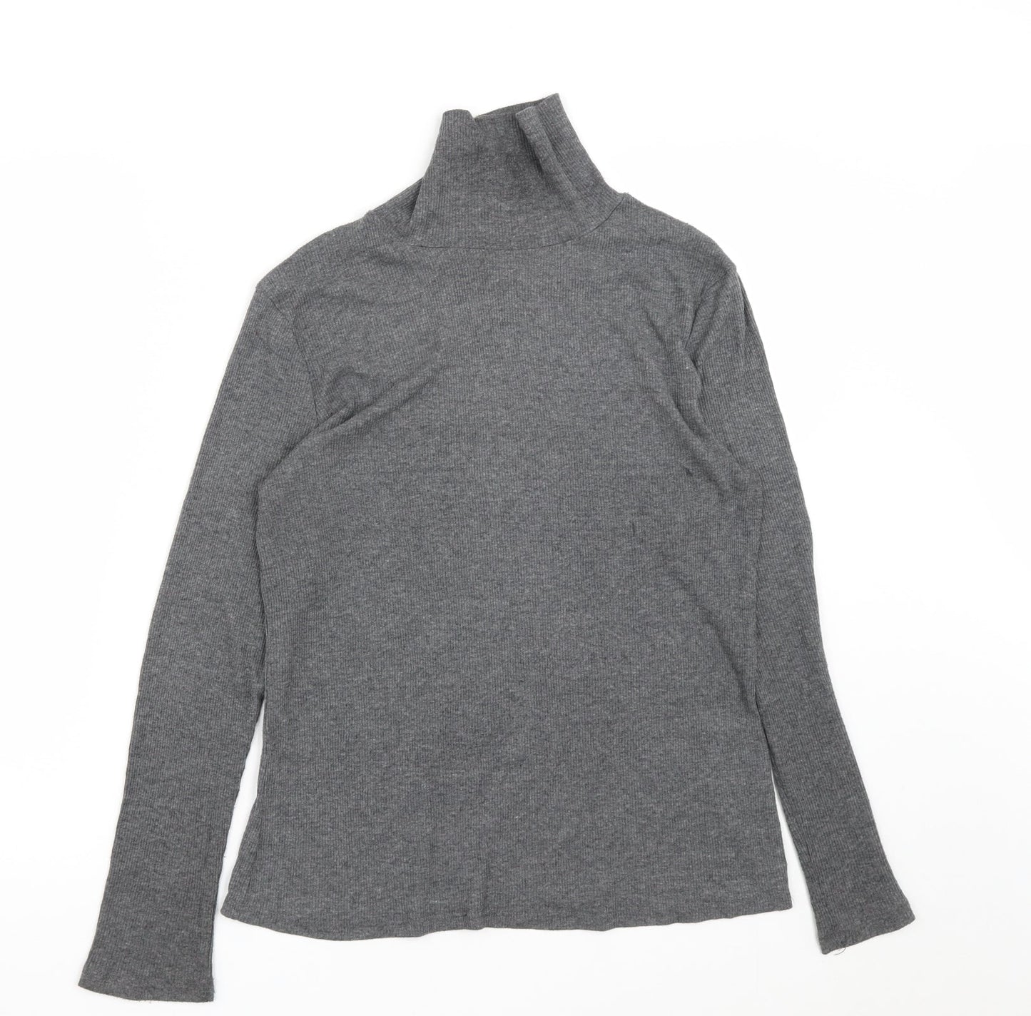 Dorothy Perkins Womens Grey High Neck  Cotton Pullover Jumper Size 16