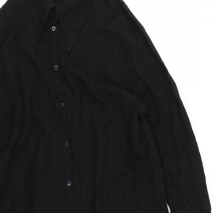 Preloved H&M Womens Black  Lyocell Basic Button-Up Size M Collared - Detail
