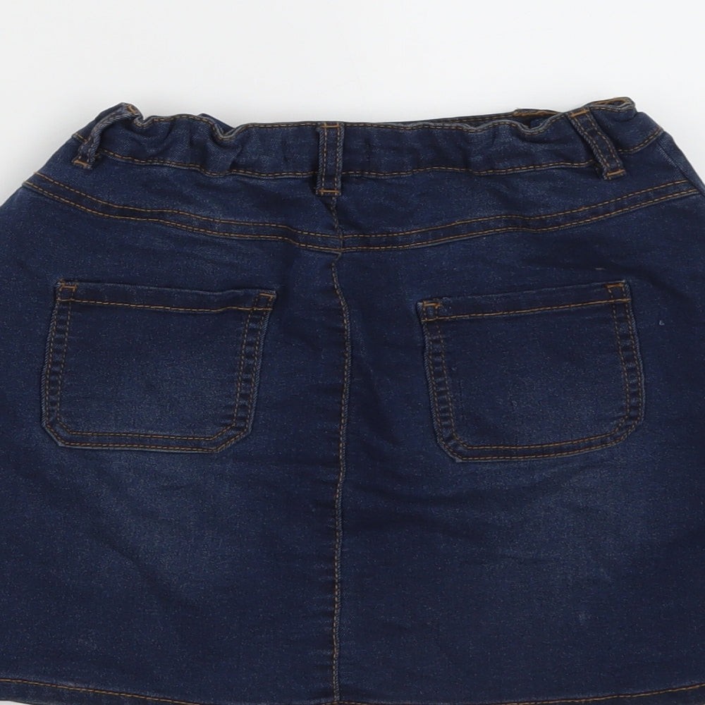 Debenhams Girls Blue  Cotton Mini Skirt Size 9 Years  Regular Button