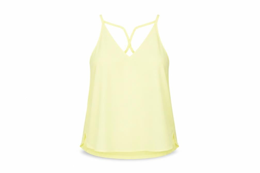 F&F Womens Yellow  Polyester Basic Tank Size 12 V-Neck