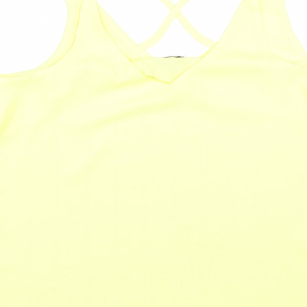 F&F Womens Yellow  Polyester Basic Tank Size 12 V-Neck