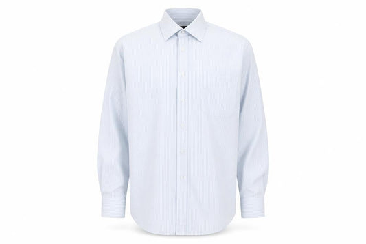 Marks & Spencer Mens Blue Striped Cotton  Button-Up Size 18 Collared Button