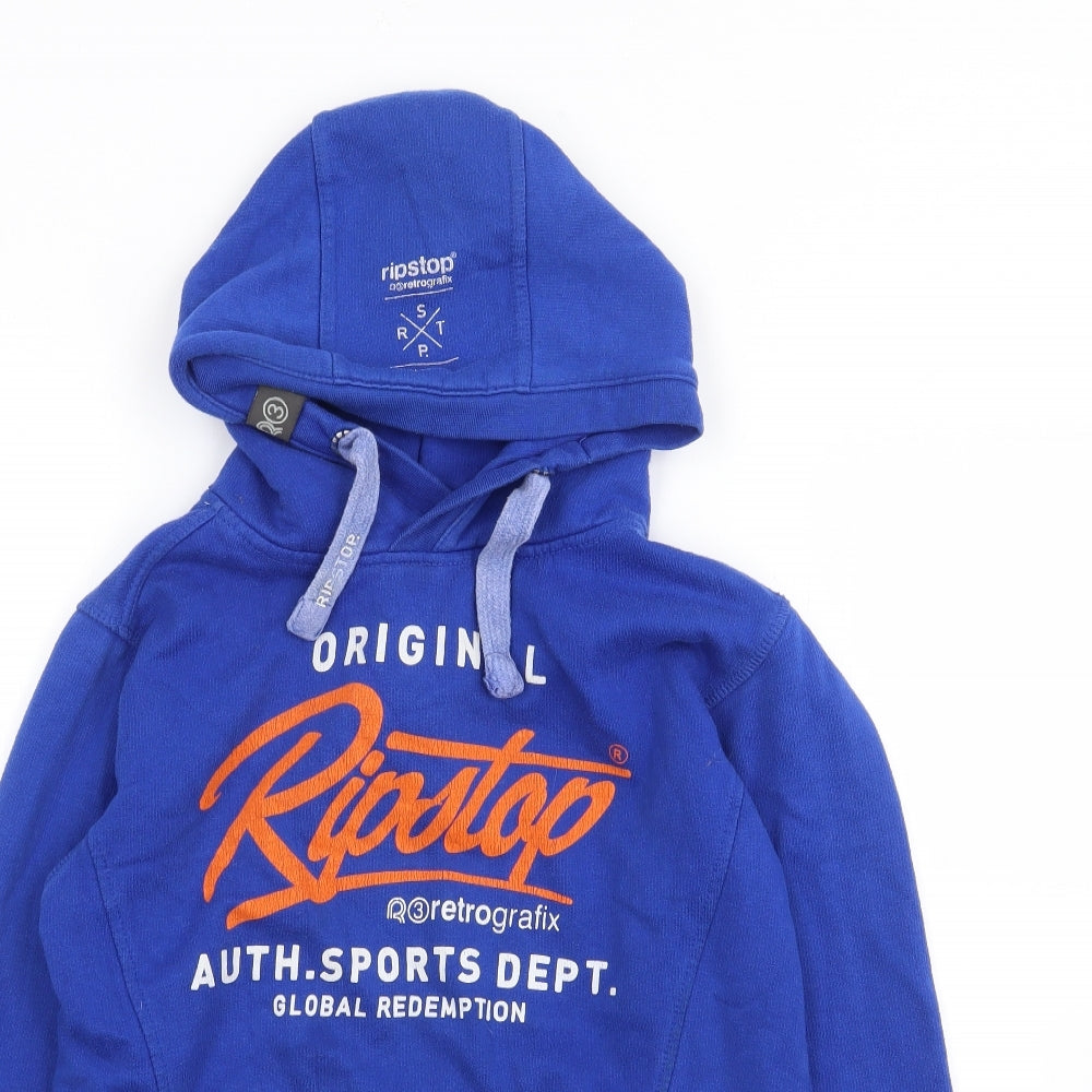 Ripstop Boys Blue  Cotton Pullover Hoodie Size S  Pullover