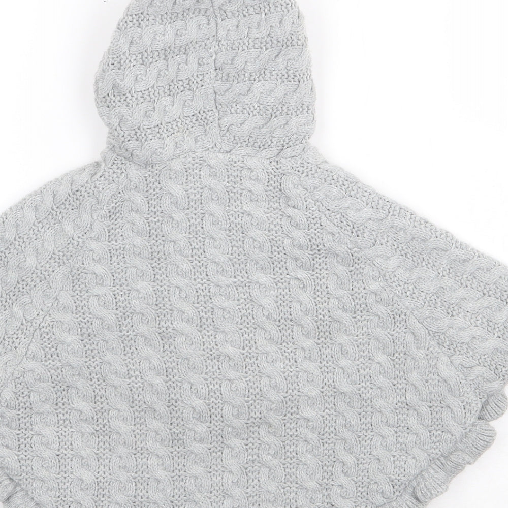 Little Nosh Girls Grey  Acrylic Cape Jumper Size 3-6 Months