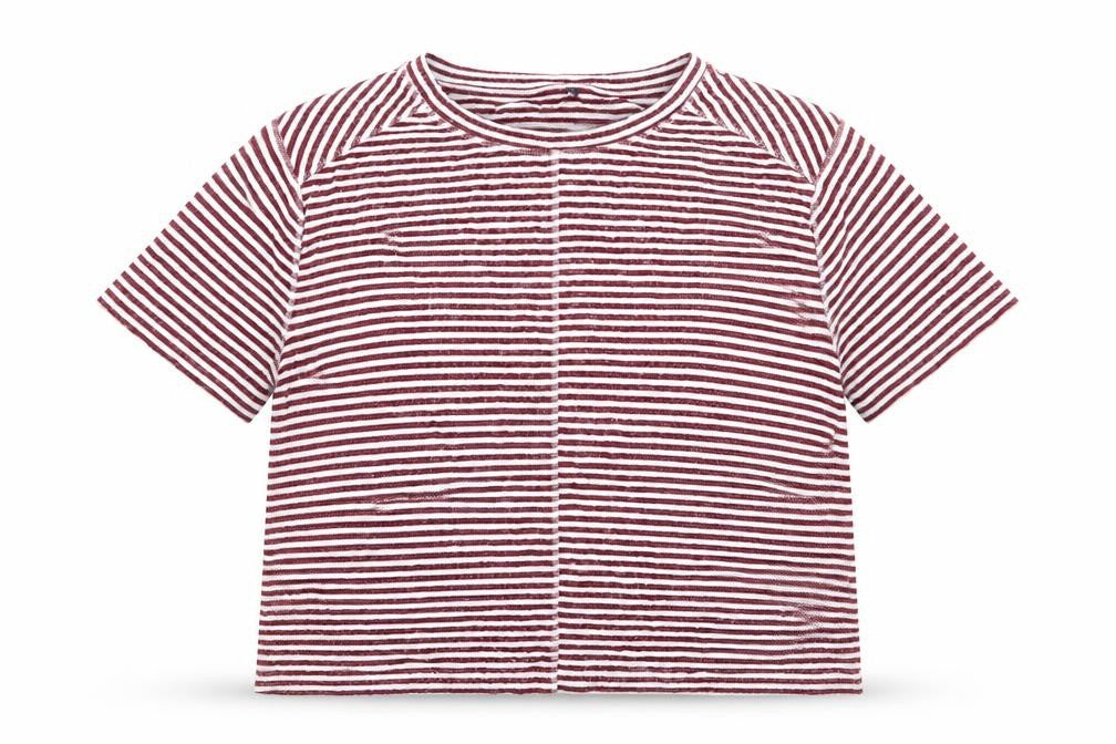 Marks & Spencer Womens Red Round Neck Striped Viscose Pullover Jumper Size L