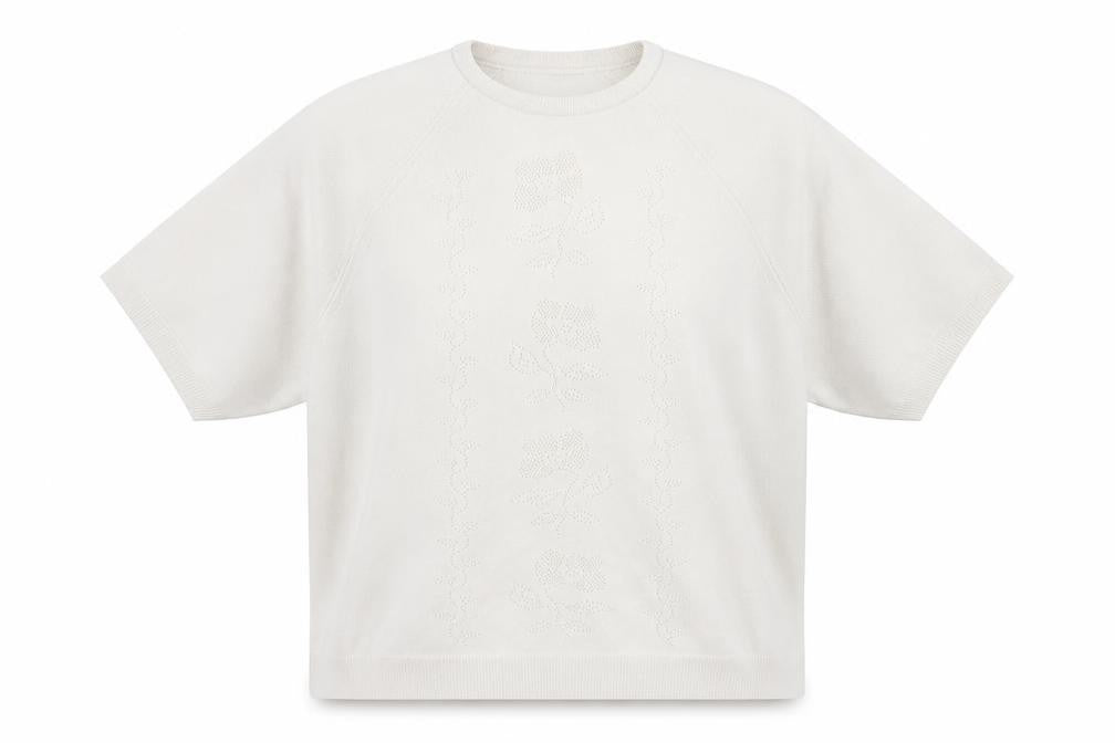 Berkertex Womens Ivory Crew Neck Floral Polyester Pullover Jumper Size 14