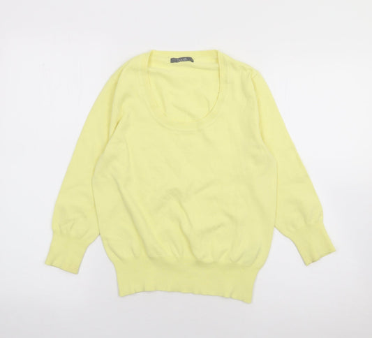 South Womens Yellow Round Neck  Cotton Pullover Jumper Size 12