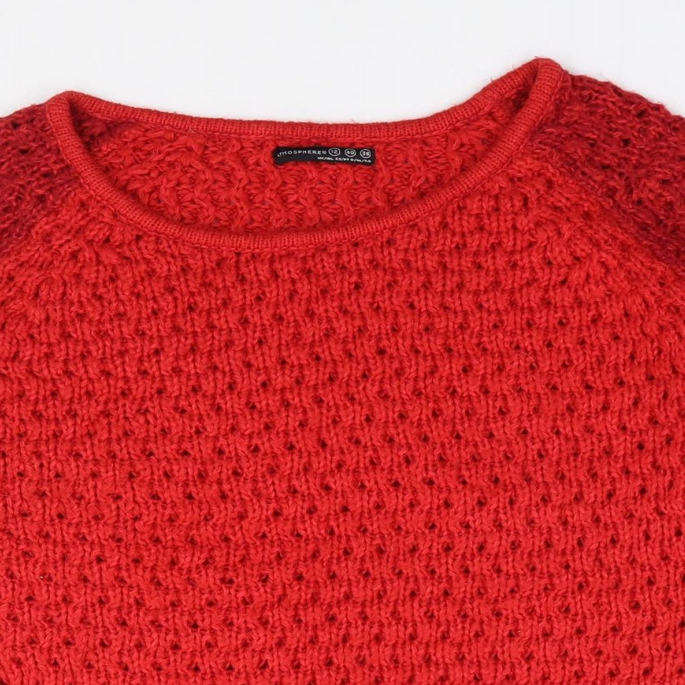 Primark Womens Red Scoop Neck  Acrylic Pullover Jumper Size 12
