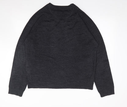 UrbanSpirit Mens Grey Crew Neck  Acrylic Pullover Jumper Size L