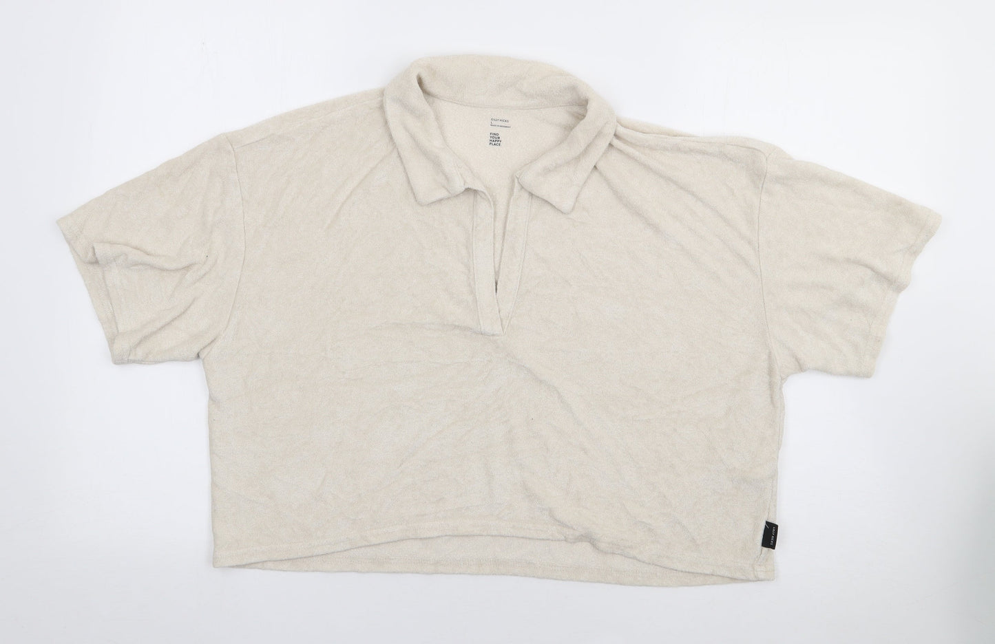 Gilly Hicks Womens Beige  Viscose Jersey Polo Size L Collared