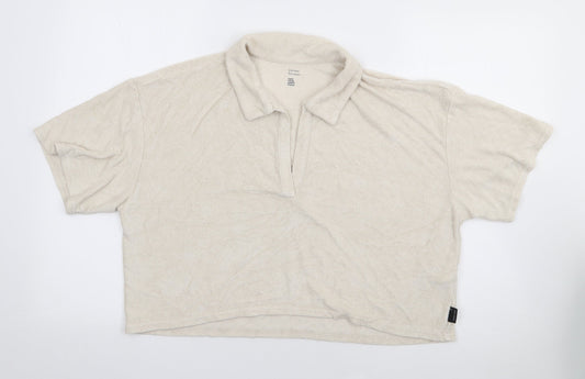 Gilly Hicks Womens Beige  Viscose Jersey Polo Size L Collared