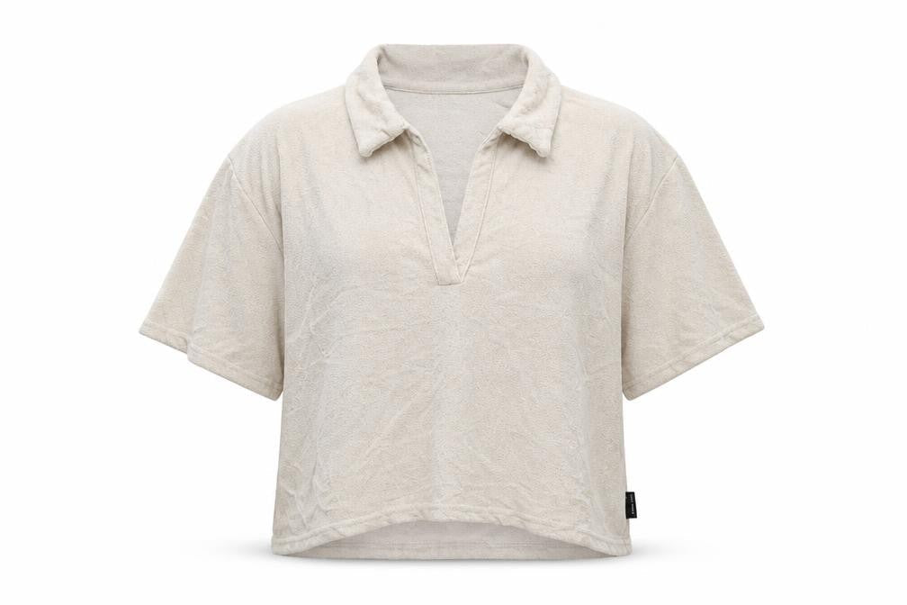 Gilly Hicks Womens Beige  Viscose Jersey Polo Size L Collared