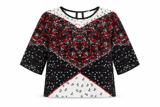 River Island  Womens Multicoloured Floral Polyester Jersey Blouse Size 6 Round Neck