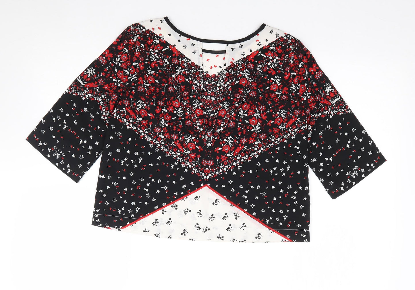 River Island  Womens Multicoloured Floral Polyester Jersey Blouse Size 6 Round Neck
