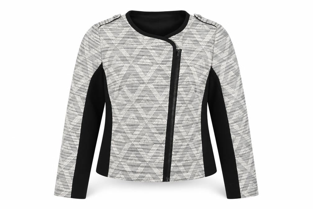 TU Womens Black Geometric  Jacket  Size 14  Zip
