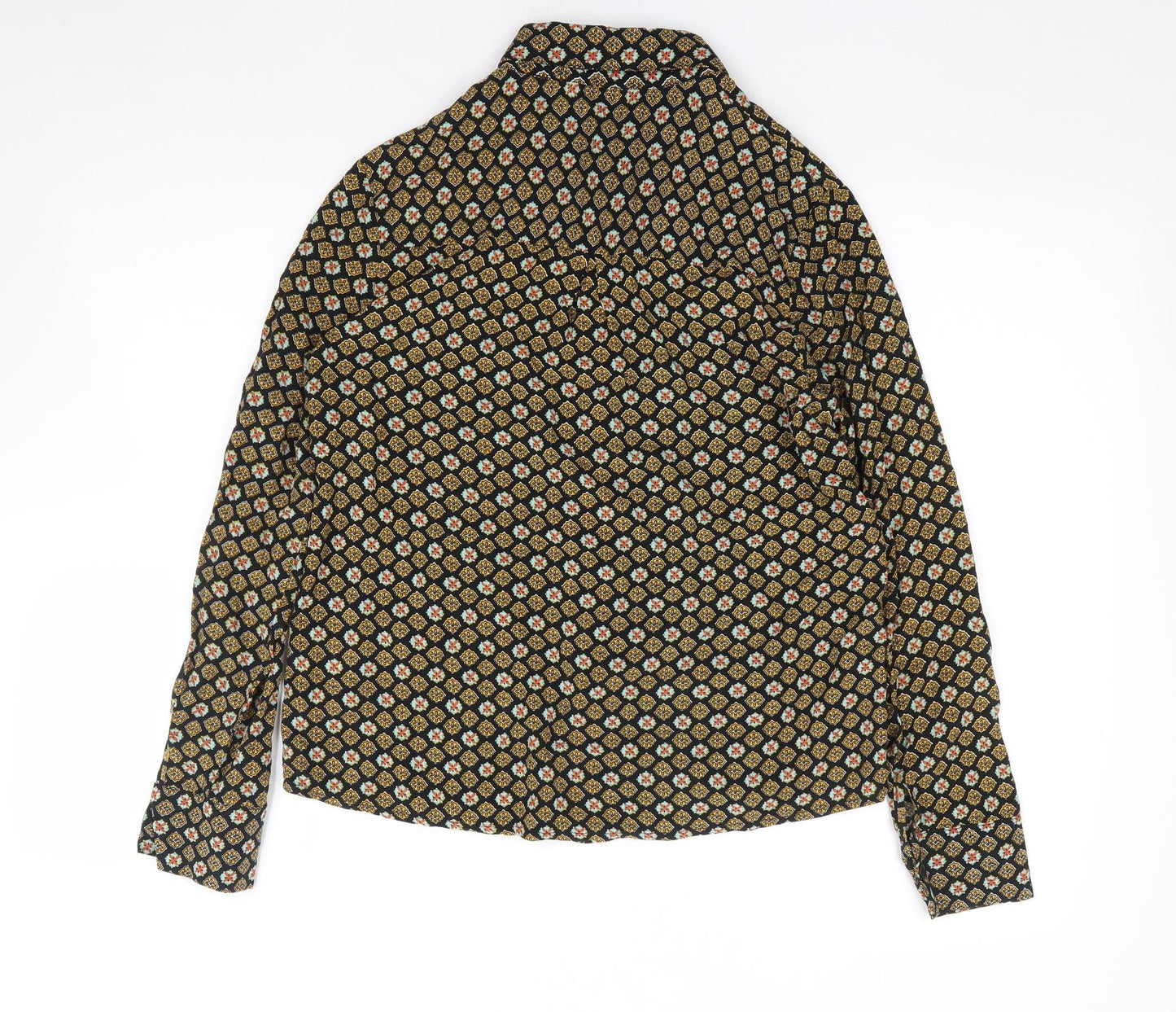Brave Soul Womens Multicoloured Geometric Viscose Jersey Button-Up Size XS Collared
