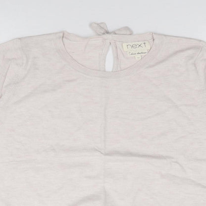 Next Womens Beige Round Neck  Cotton Pullover Jumper Size 12