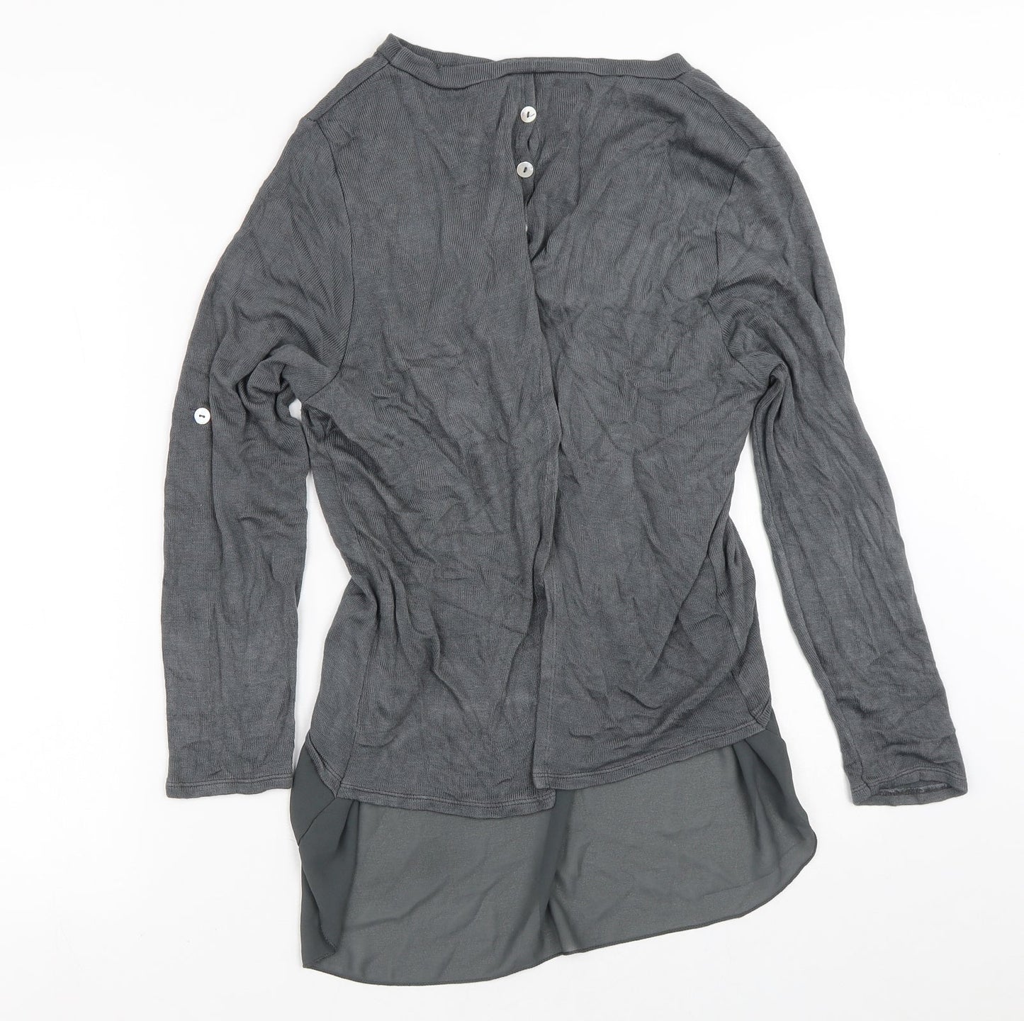 Preworn Womens Grey Crew Neck  Viscose Cardigan Jumper Size S   - Mesh Skirt