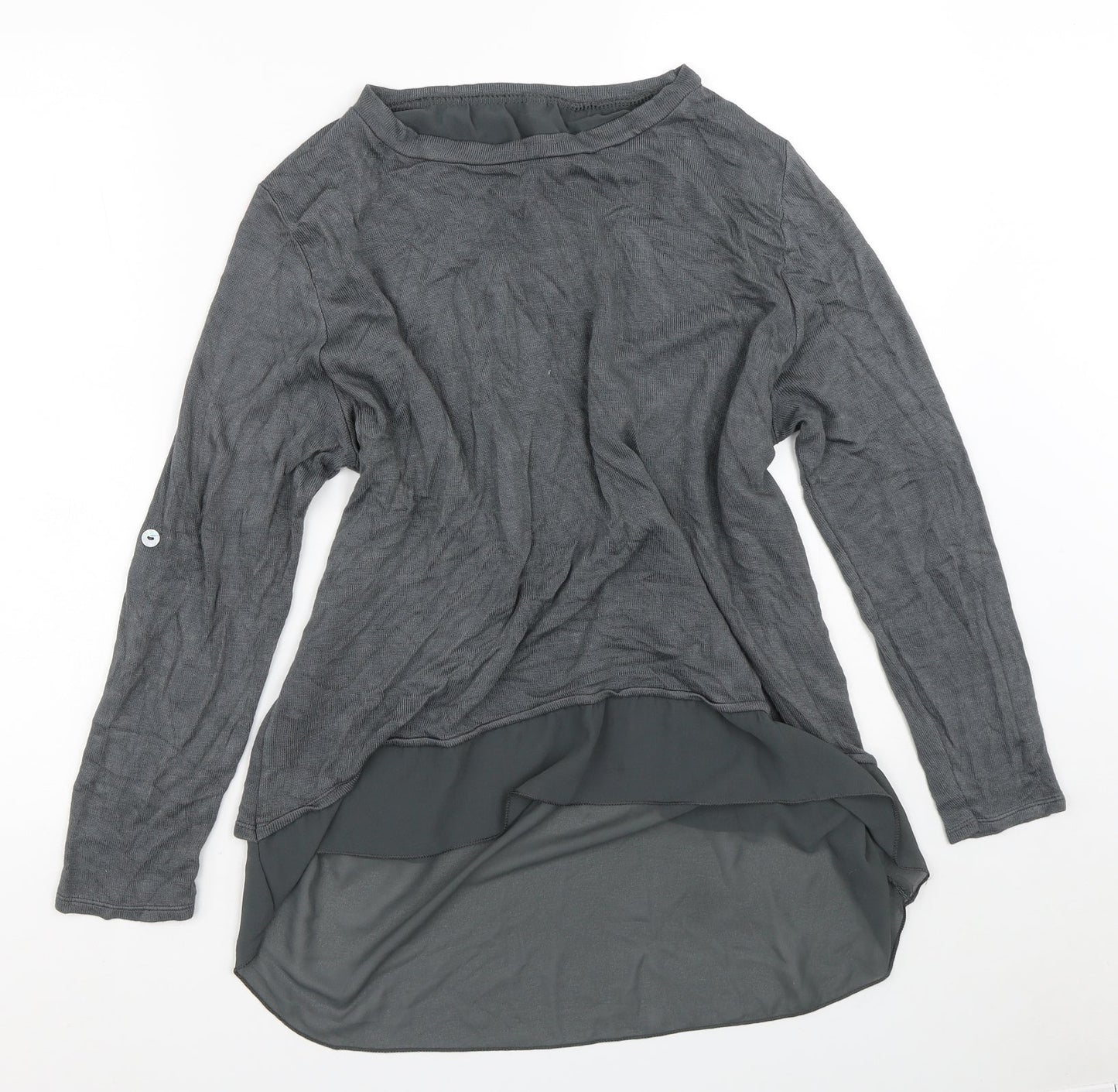 Preworn Womens Grey Crew Neck  Viscose Cardigan Jumper Size S   - Mesh Skirt