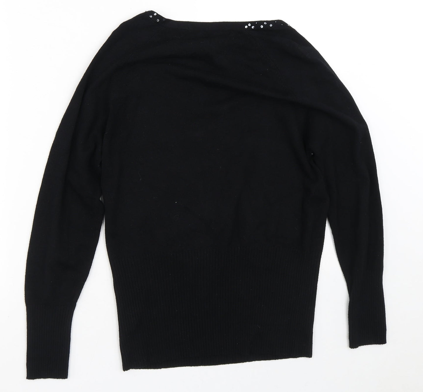 Dunnes Stores Womens Black V-Neck  Viscose Pullover Jumper Size 14
