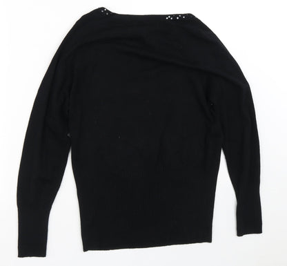Preloved Dunnes Stores Womens Black V-Neck  Viscose Pullover Jumper Size 14 - Back