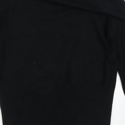 Preloved Dunnes Stores Womens Black V-Neck  Viscose Pullover Jumper Size 14 - Label