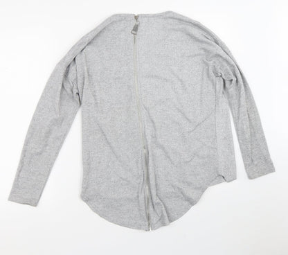 Quiz Womens Grey Round Neck  Polyester Full Zip Jumper Size M   - Hearts