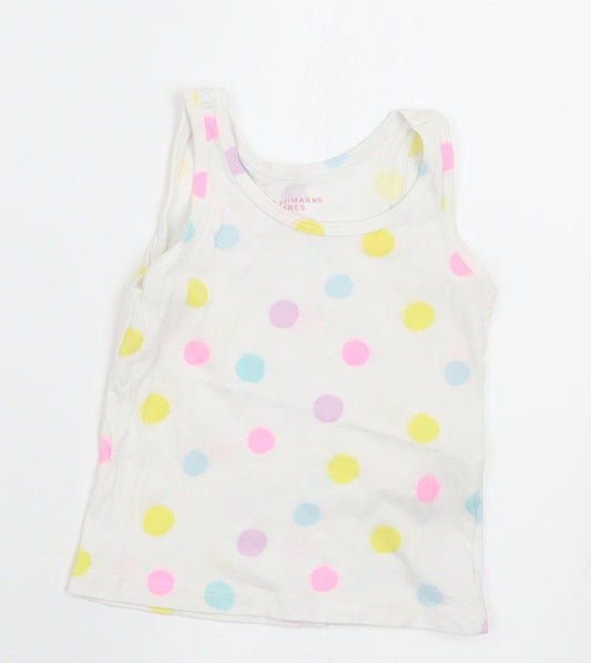 Primark Girls Multicoloured Polka Dot Cotton Basic Tank Size 9-12 Months Round Neck