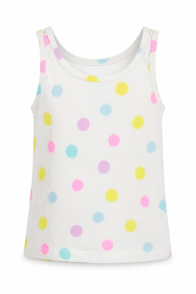 Primark Girls Multicoloured Polka Dot Cotton Basic Tank Size 9-12 Months Round Neck