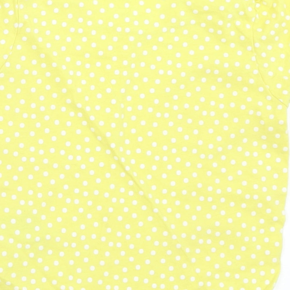 Primark Girls Yellow Polka Dot Cotton Basic T-Shirt Size 12-18 Months Crew Neck  - Polka Dots