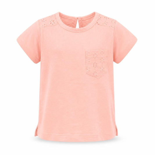 Primark Girls Orange  Polyester Basic T-Shirt Size 12-18 Months Crew Neck Button