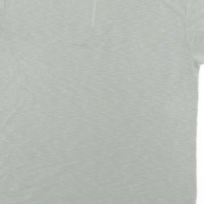 Preworn Womens Green  Polyester Basic T-Shirt Size L V-Neck